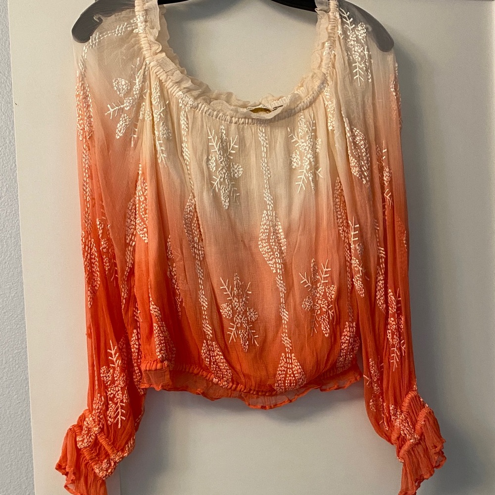 Ramy Brook Cream and Orange Ombre Blouse